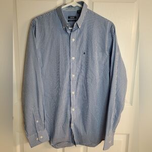 IZOD Men's Blue, Light Blue, & White Checkered Button Up Shirt. Size S. #MP